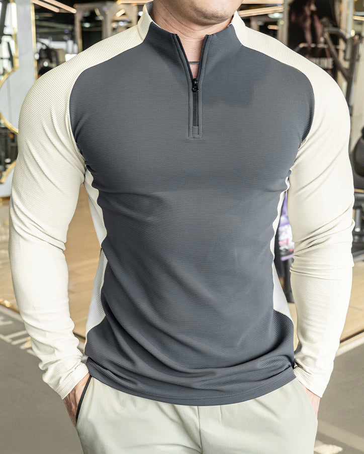Shoulder Cut Quarter Zip Pullover Long Sleeve New - Ahaselected