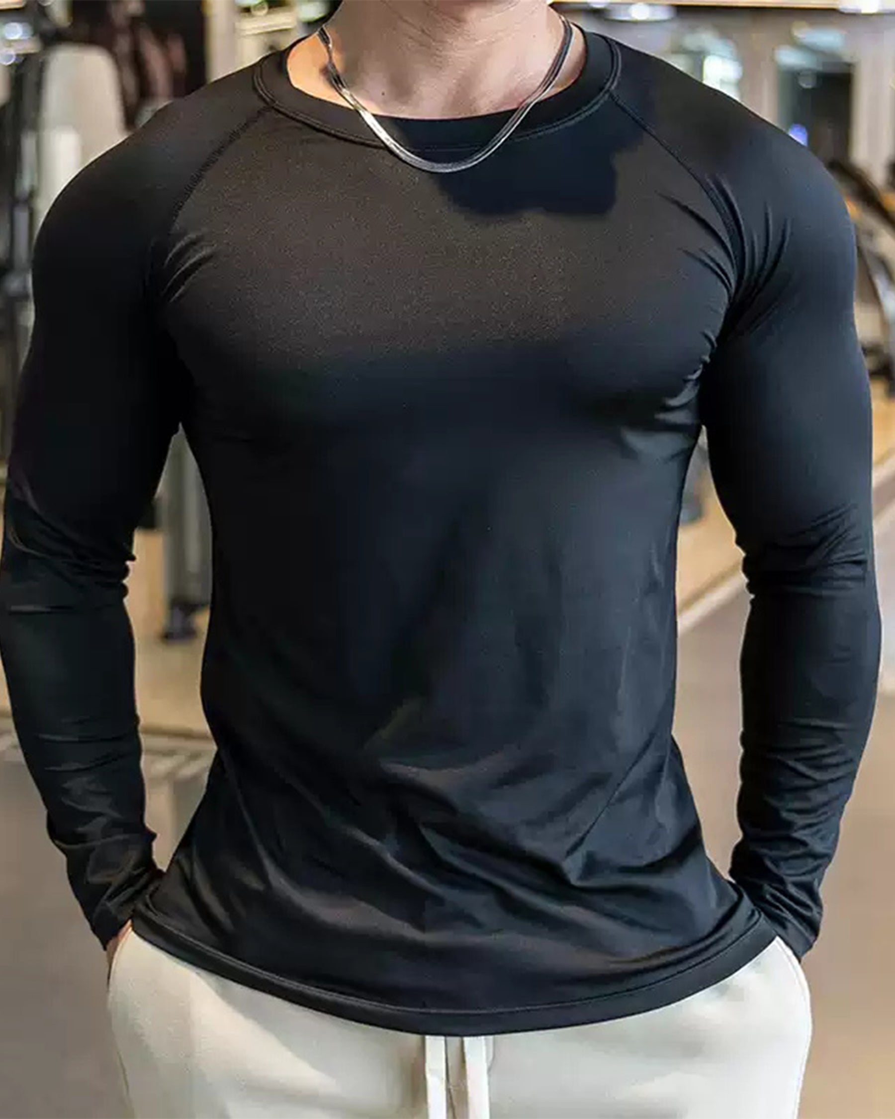 Shoulder Cut Pullover Long Sleeve Shirt - Ahaselected
