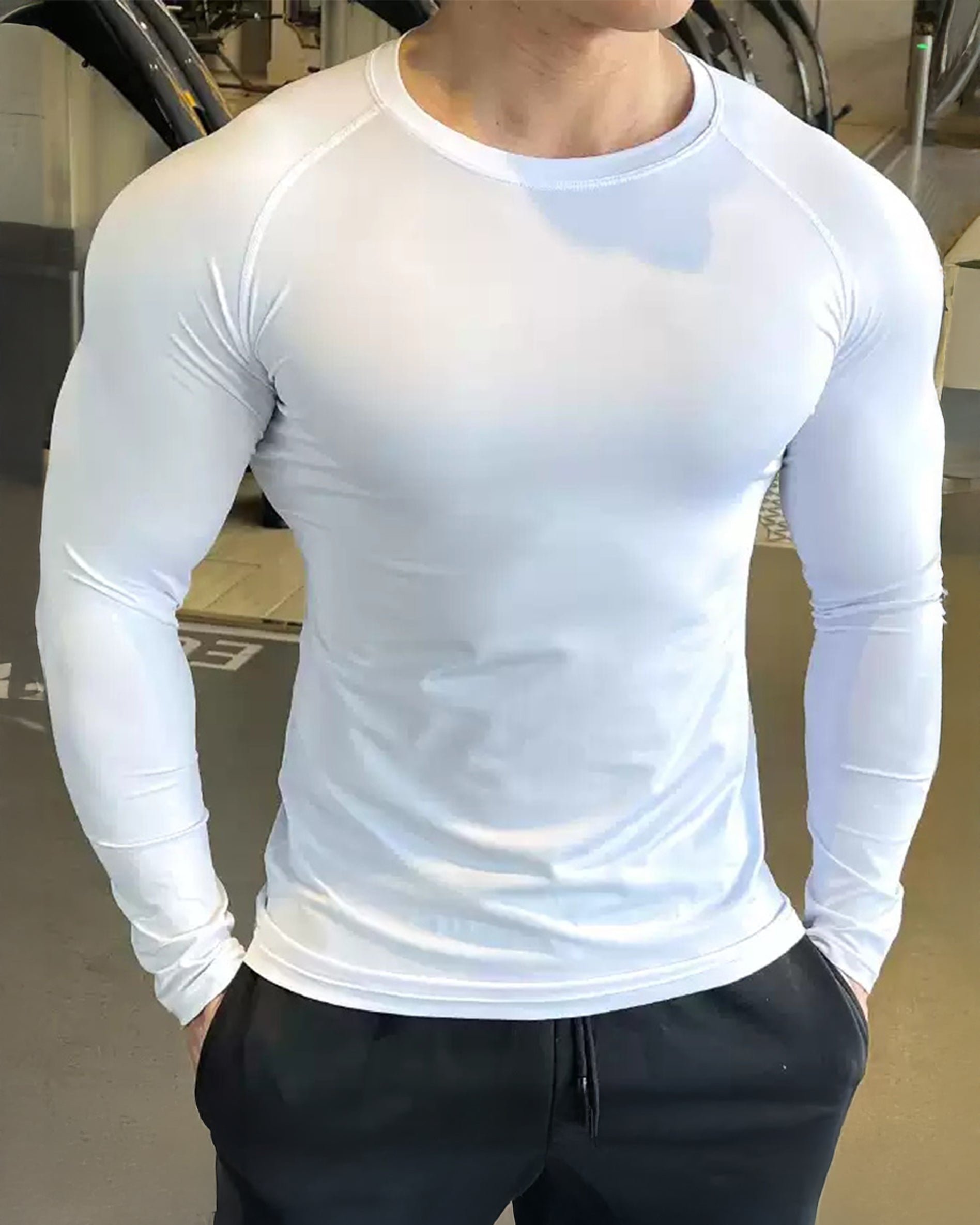 Shoulder Cut Pullover Long Sleeve Shirt - Ahaselected
