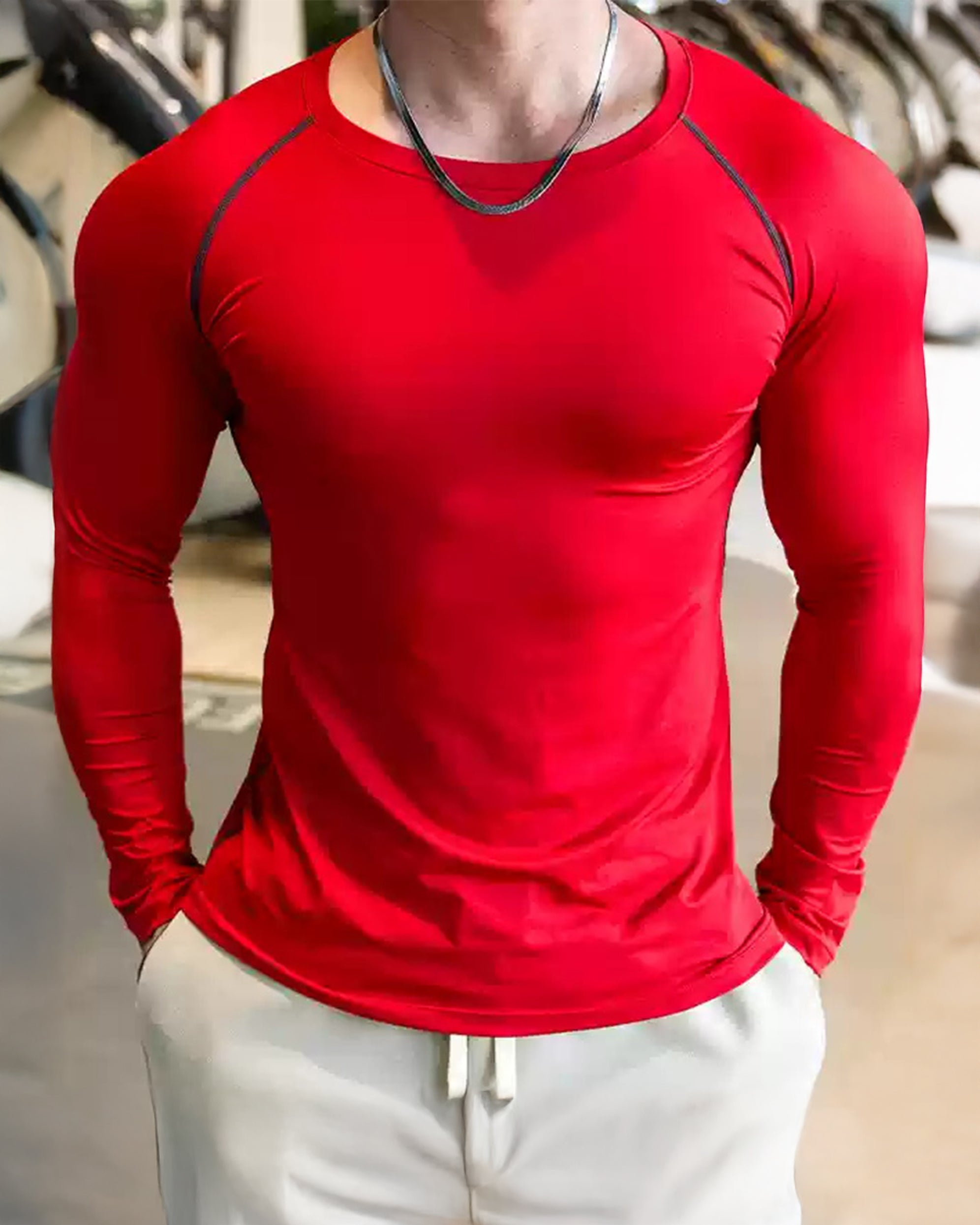 Shoulder Cut Pullover Long Sleeve Shirt - Ahaselected