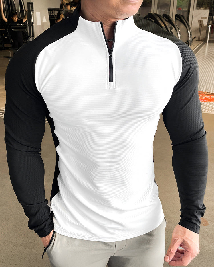 Shoulder Cut Quarter Zip Pullover Long Sleeve New - Ahaselected
