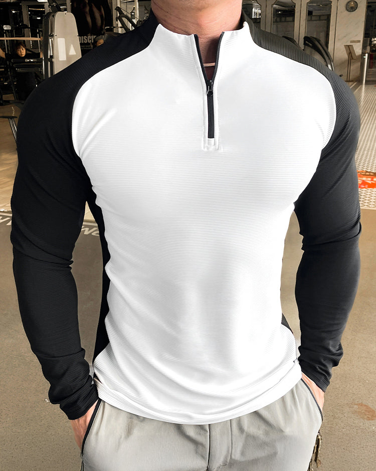 Shoulder Cut Quarter Zip Pullover Long Sleeve New - Ahaselected
