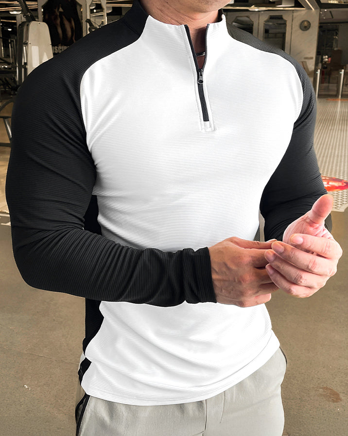 Shoulder Cut Quarter Zip Pullover Long Sleeve New - Ahaselected