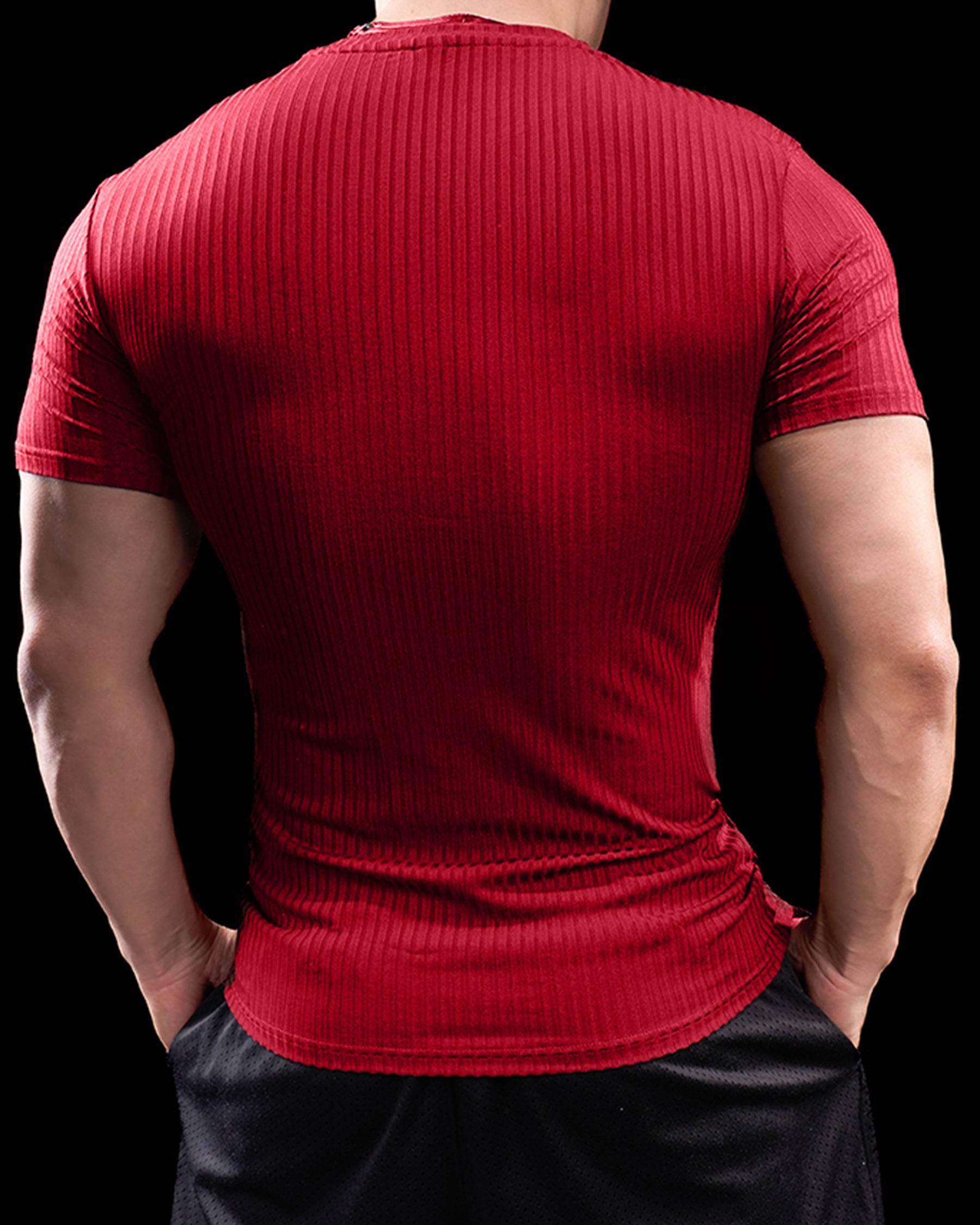 High Stretch Ribbed Stripe Crew Neck Tee New - Ahaselected