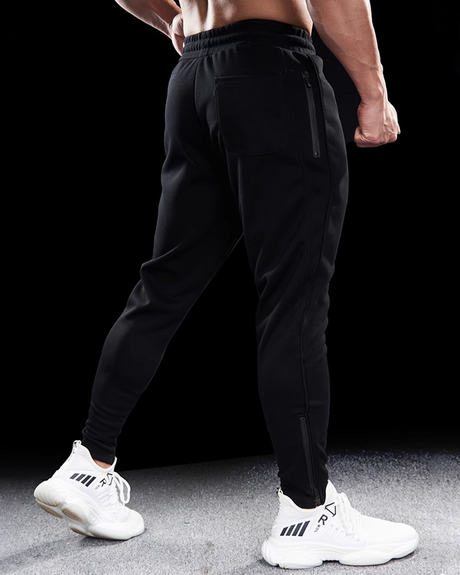 Track Side Sweatpants Jogger With Zipper Hem - Ahaselected
