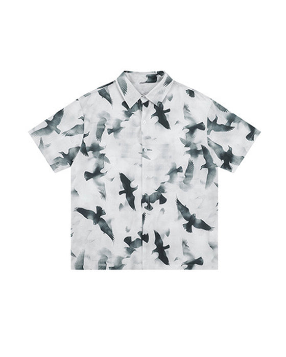 Holiday print SS shirt Pigeon - Ahaselected