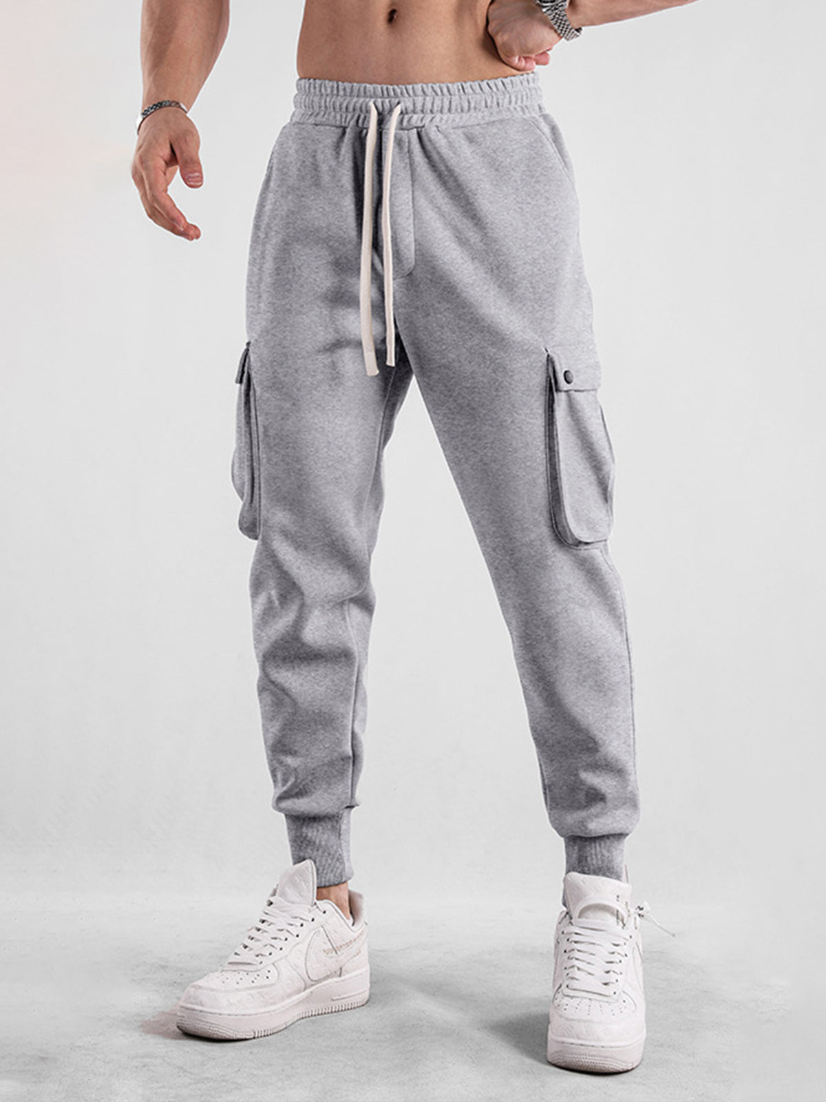 Comfy High Rib Cargo Sweatpant Jogger All Season Essential - Ahaselected