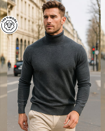 100% Wool Turtleneck Base Layer Sweater
