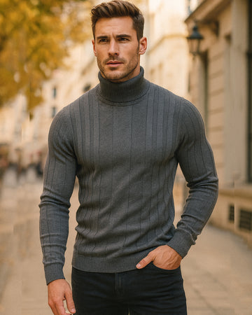 Basic Ribbed Turtleneck Sweater