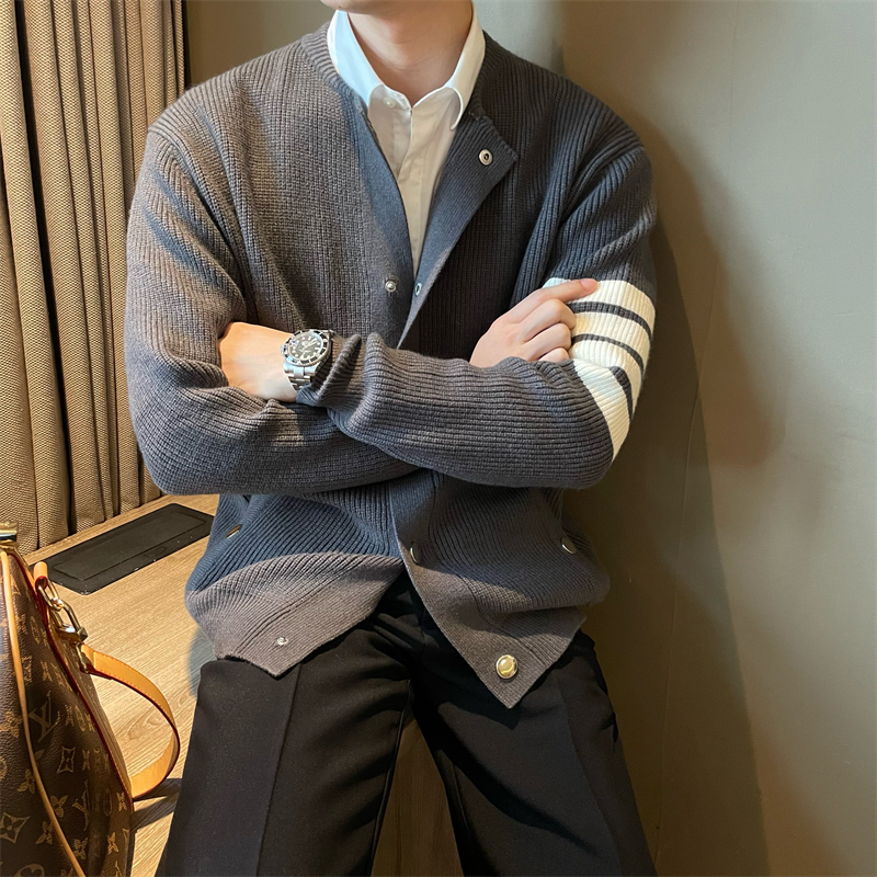 M's Striped Shawl Cardigan - Ahaselected