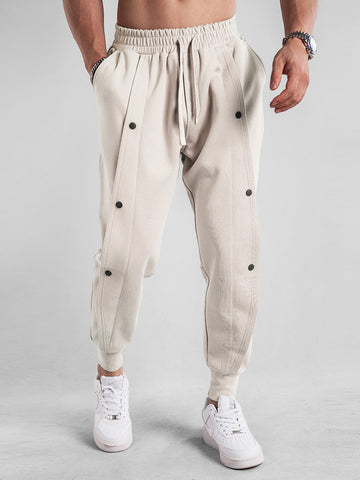 Loose Fit Tapered Sweatpant Button Jogger