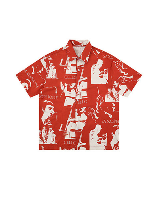 Holiday print SS shirt party - Ahaselected