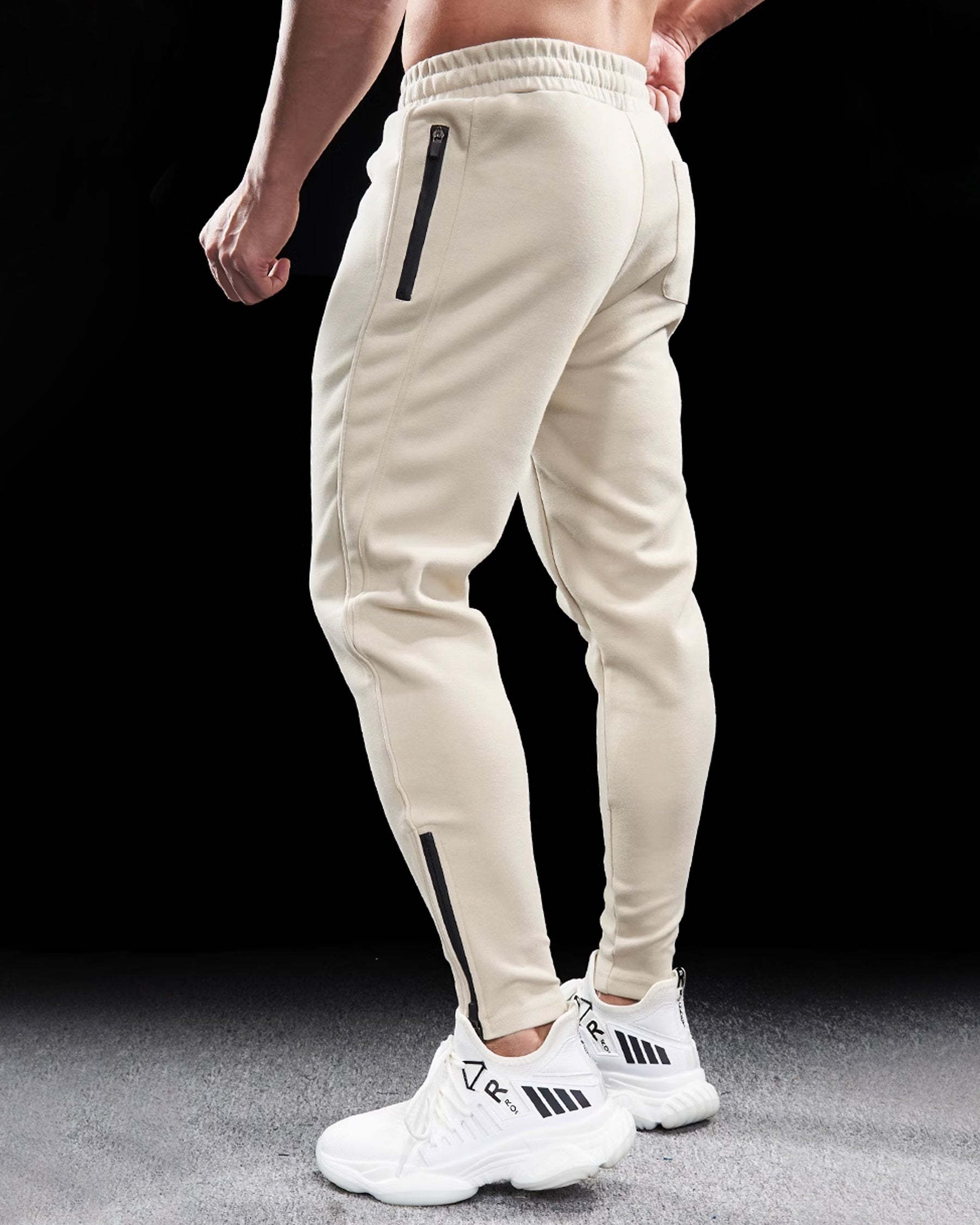 Track Side Sweatpants Jogger With Zipper Hem - Ahaselected