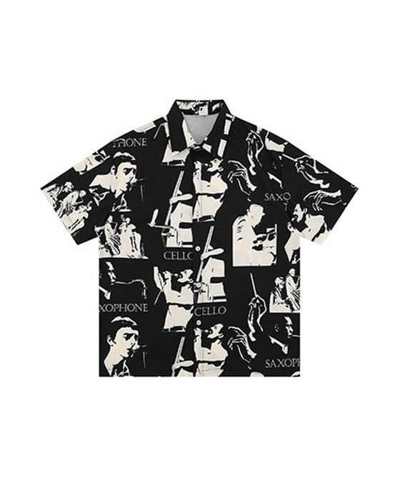 Holiday print SS shirt party - Ahaselected
