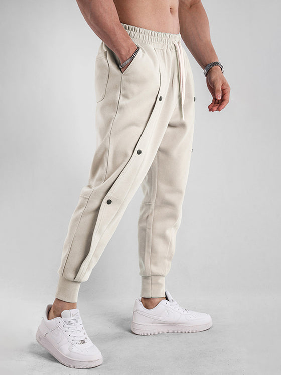Loose Fit Tapered Sweatpant Button Jogger - Ahaselected