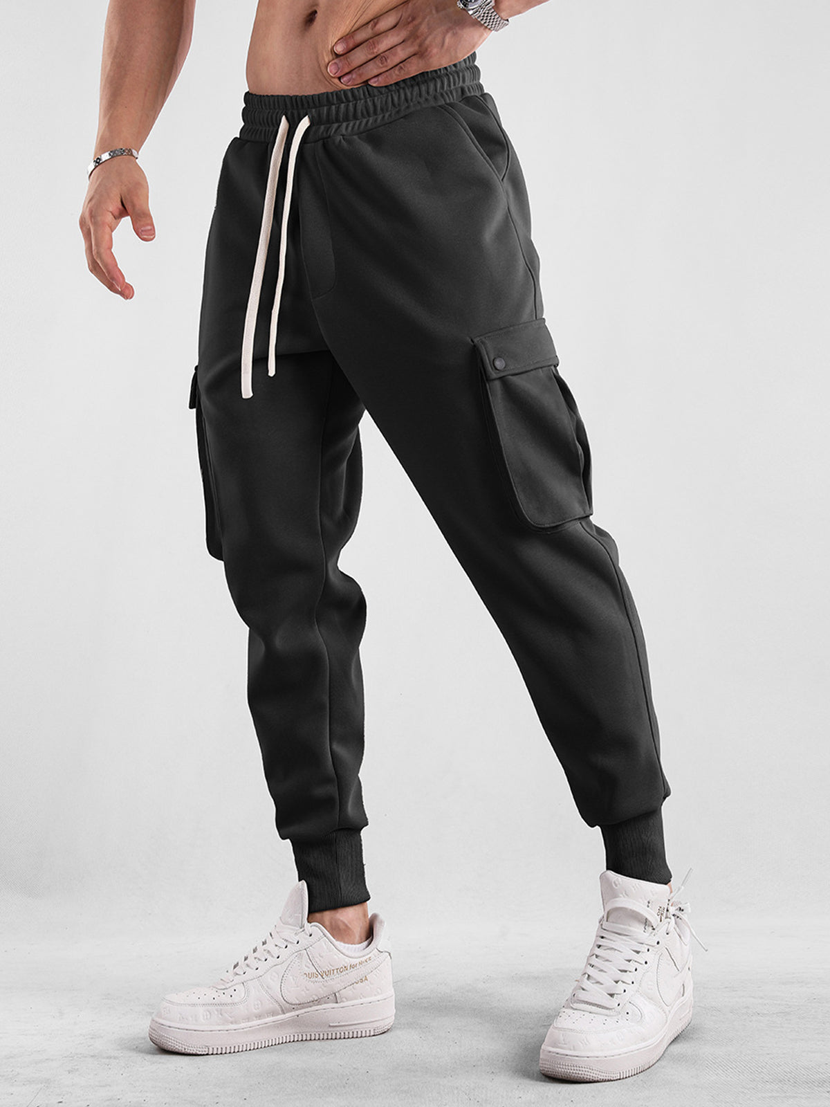 Comfy High Rib Cargo Sweatpant Jogger All Season Essential - Ahaselected