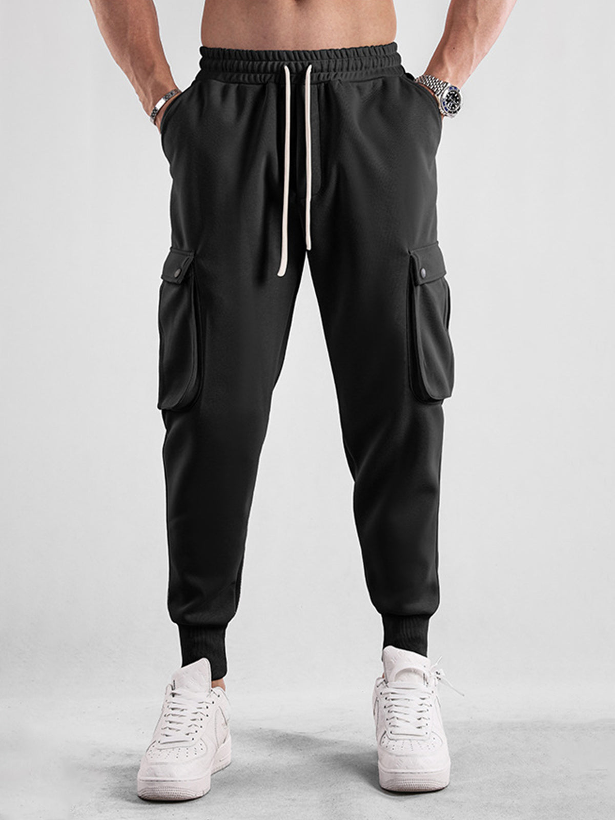 Comfy High Rib Cargo Sweatpant Jogger All Season Essential - Ahaselected