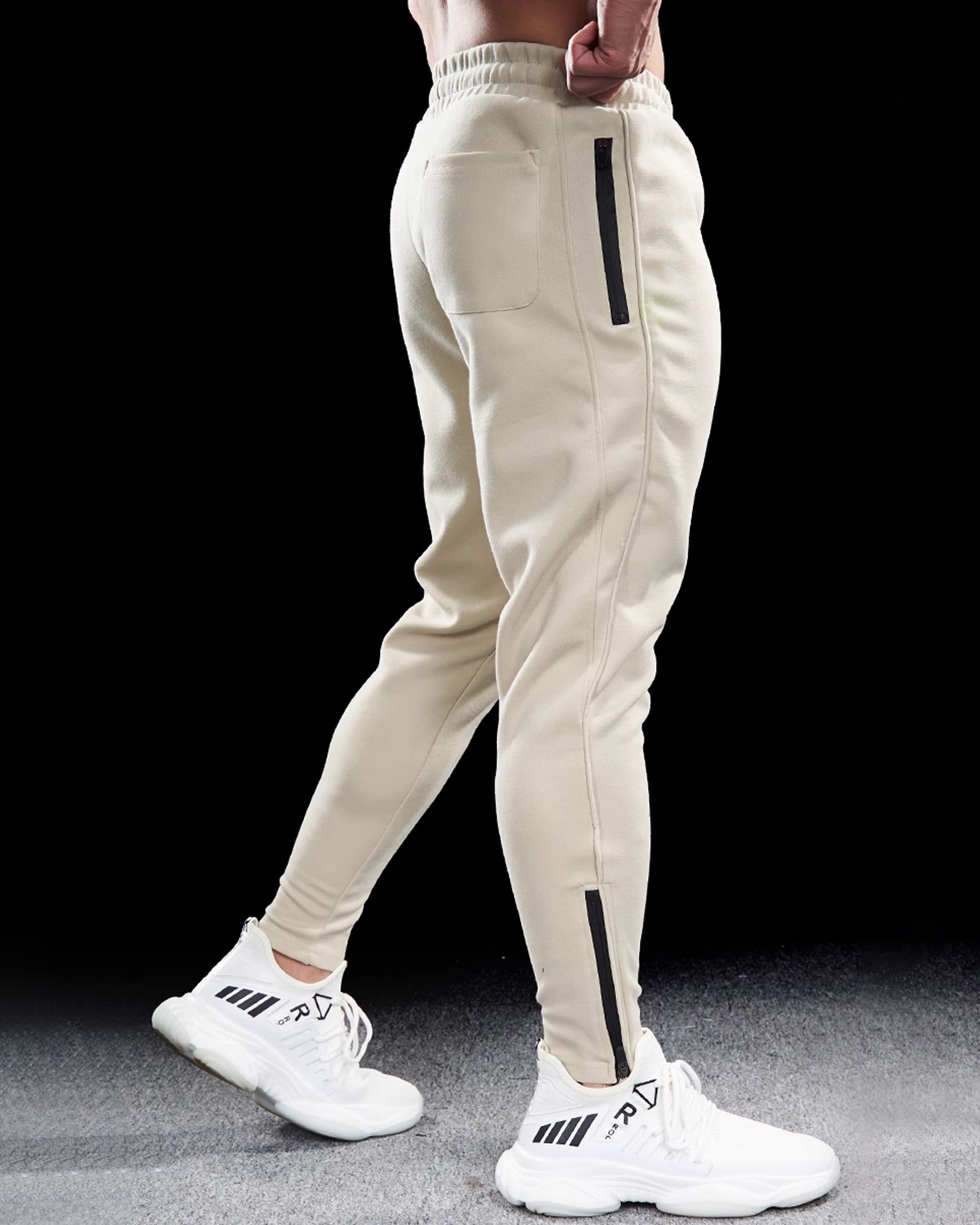 Track Side Sweatpants Jogger With Zipper Hem - Ahaselected