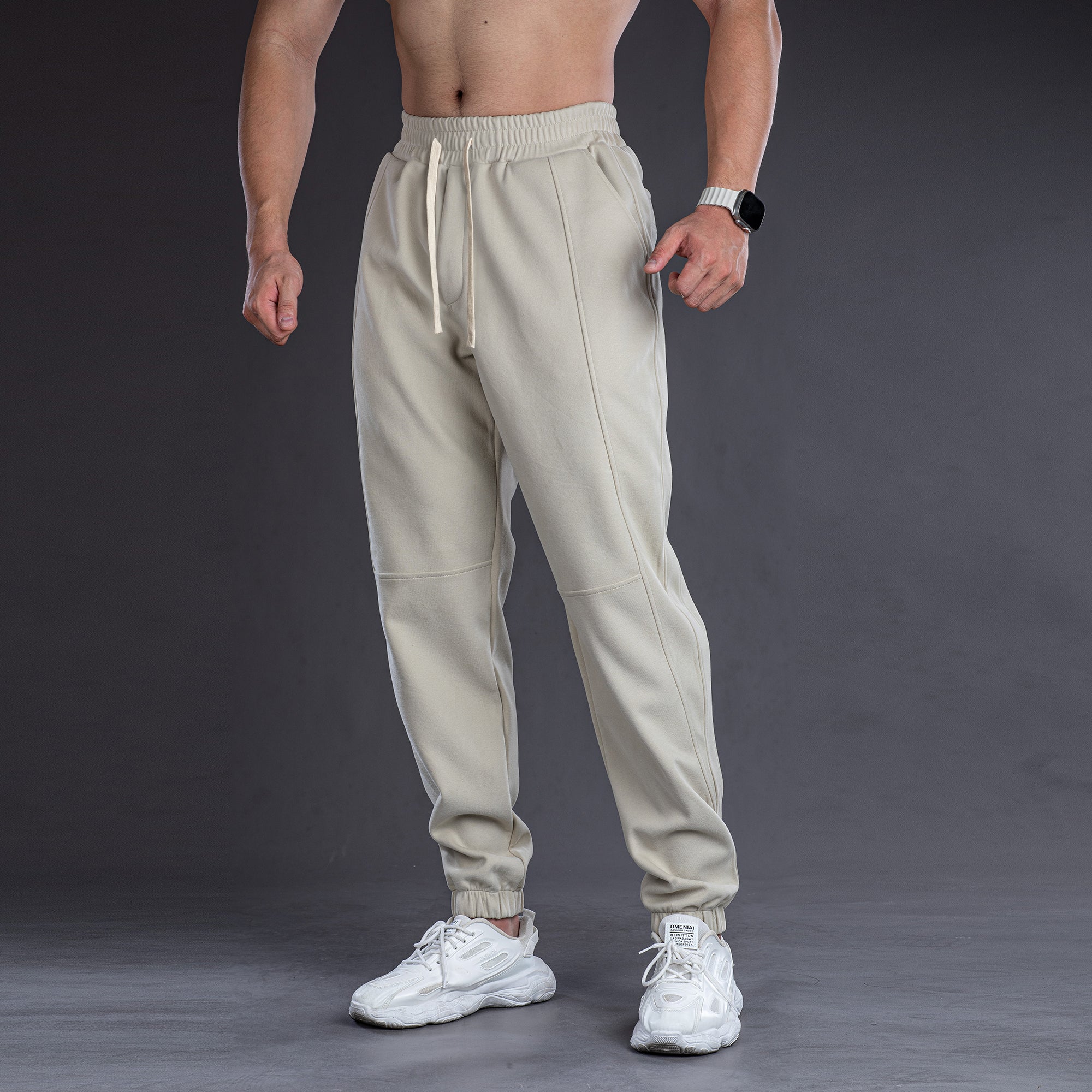All-Day Stretch Panel Joggers with Cuffed Ankles - Ahaselected
