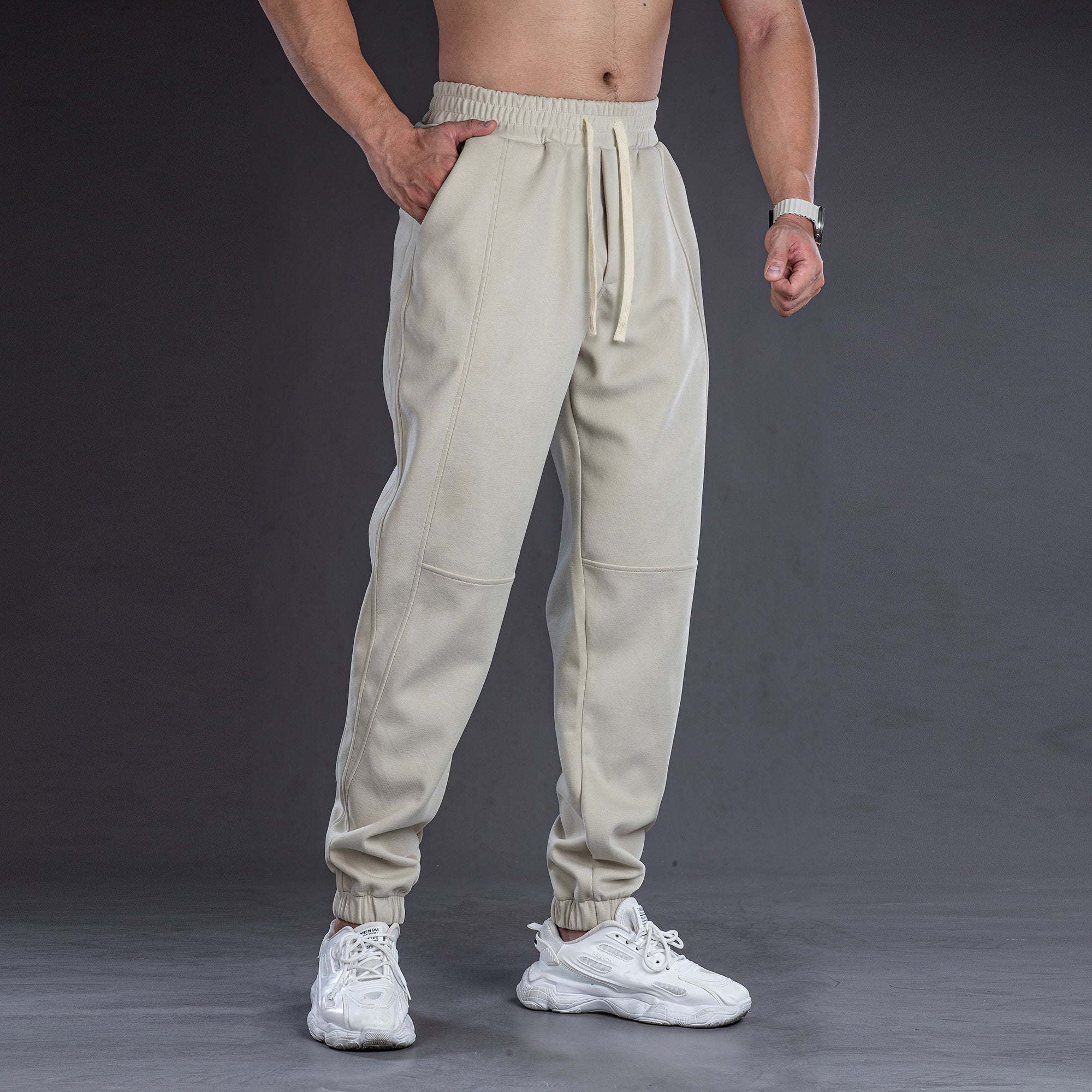 All-Day Stretch Panel Joggers with Cuffed Ankles - Ahaselected