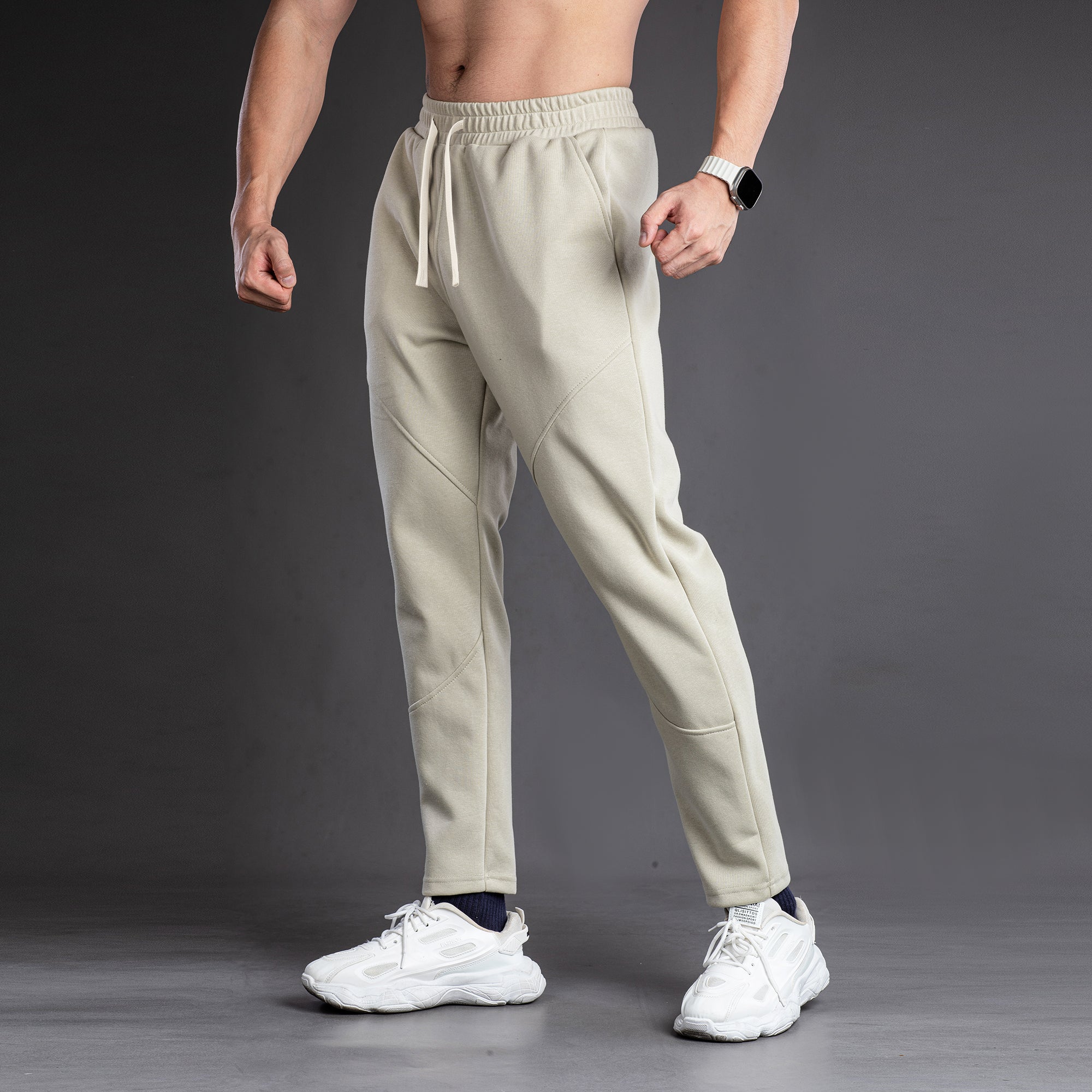 Tapered Cotton Stretch Panel Joggers - Ahaselected