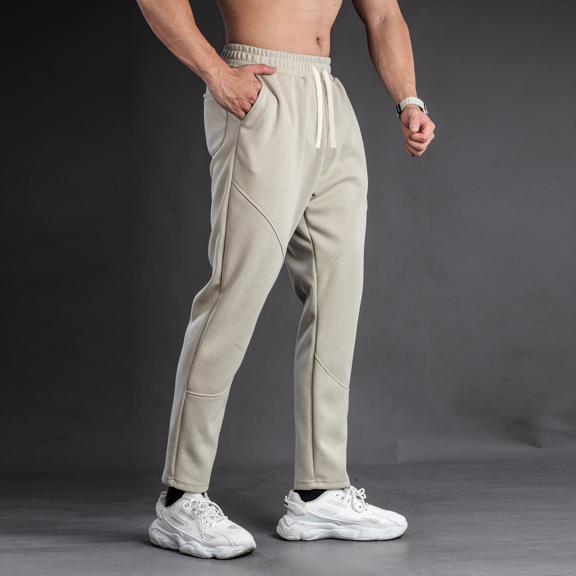 Tapered Cotton Stretch Panel Joggers - Ahaselected