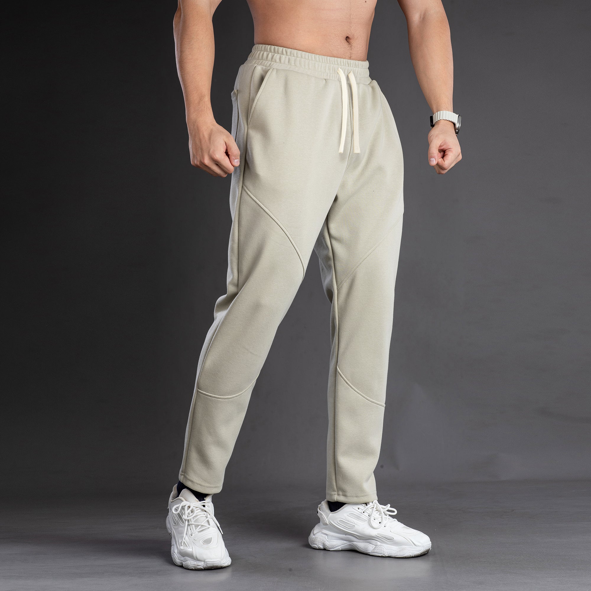 Tapered Cotton Stretch Panel Joggers - Ahaselected