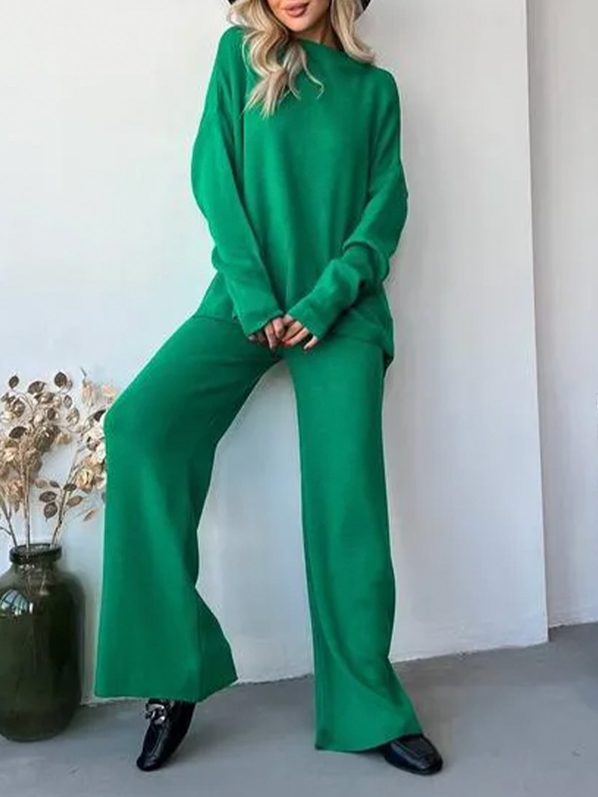 Loose Casual Sweater & Soft Pant 2 Piece Lounge Set - Ahaselected