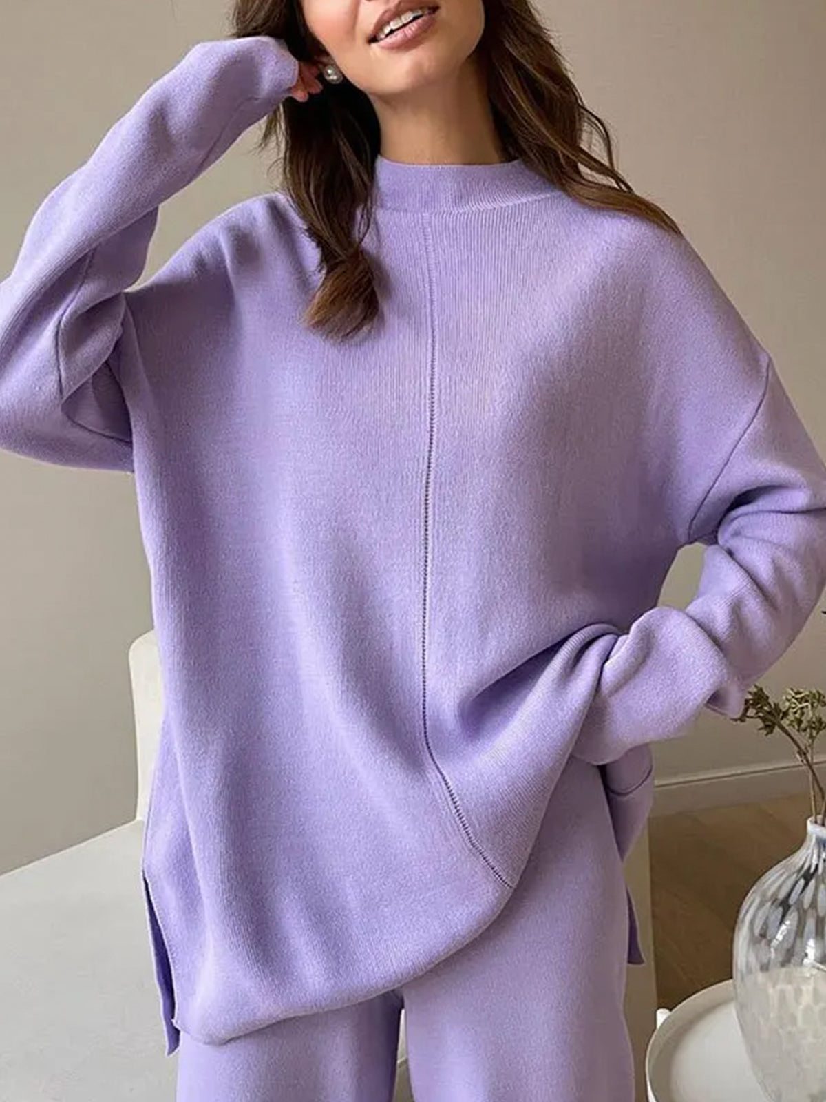 Loose Casual Sweater & Soft Pant 2 Piece Lounge Set - Ahaselected