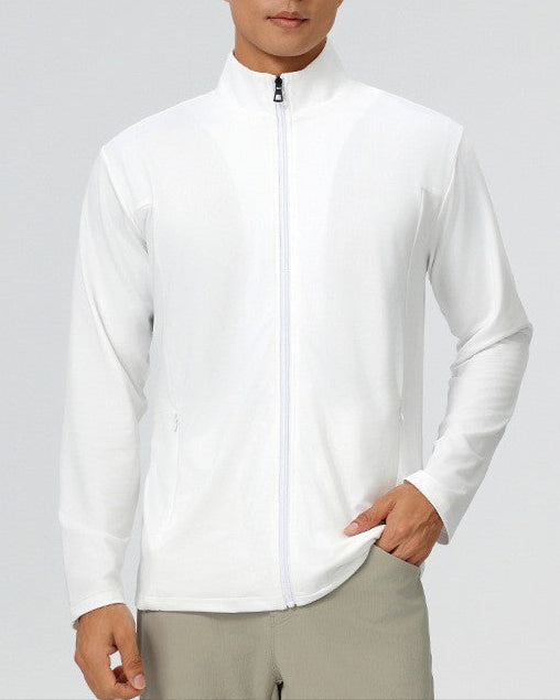 Men's Stand Collar Solid Color Casual Sports Jacket