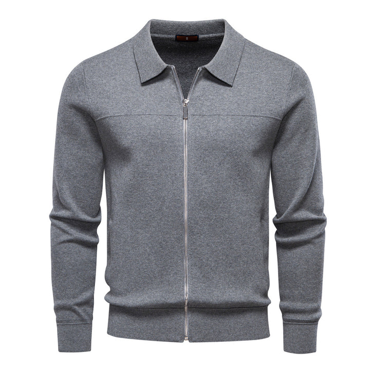 Herren-Strickjacke mit durchgehendem Reißverschluss und Kragen