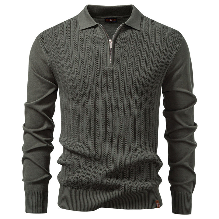 Men’s Textured Zip Polo Sweater