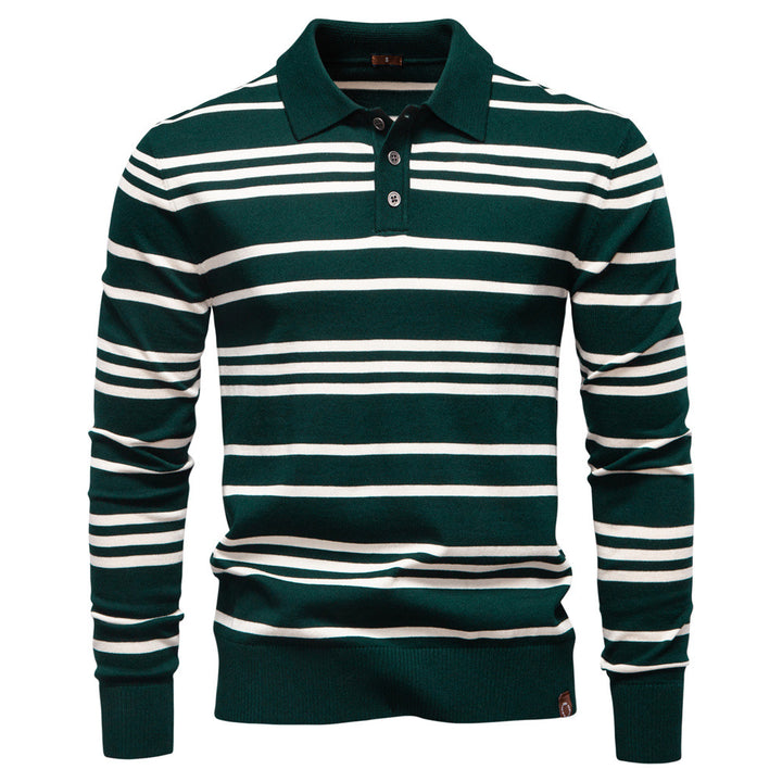 Men’s Classic Striped Knit Polo Sweater
