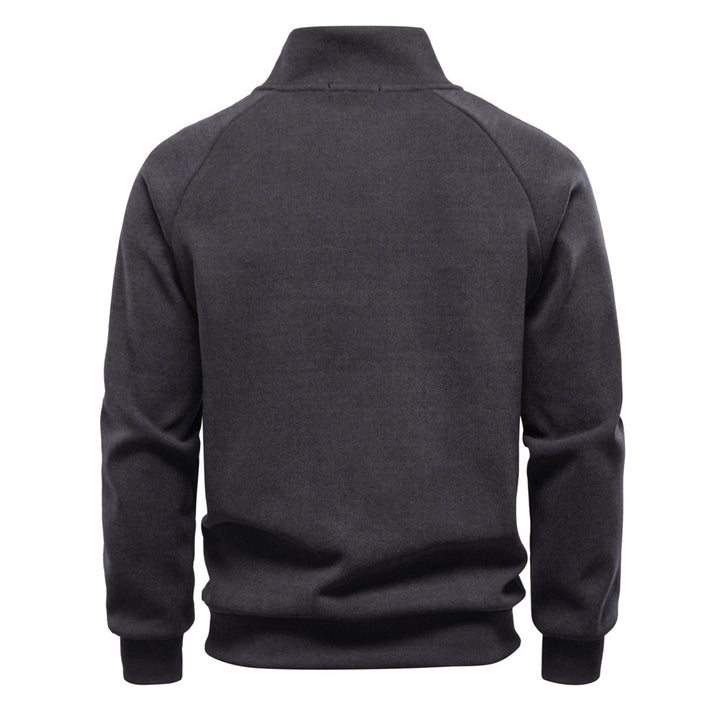 Men’s Stand Collar Fleece Pullover Sweatshirt
