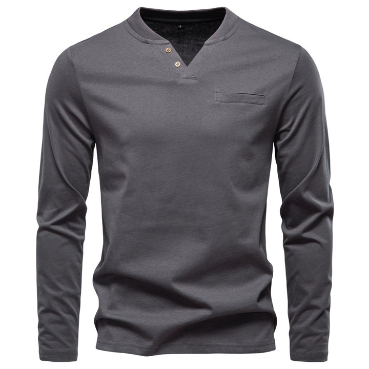 Men’s Casual Buttoned Henley Long-Sleeve T-Shirt