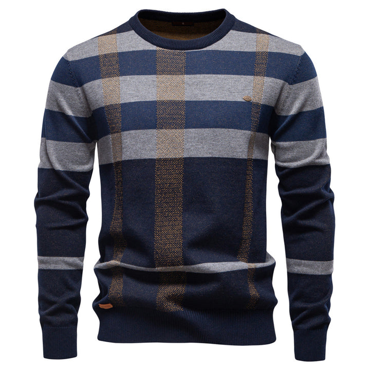 Men’s Classic Plaid Knit Crewneck Sweater