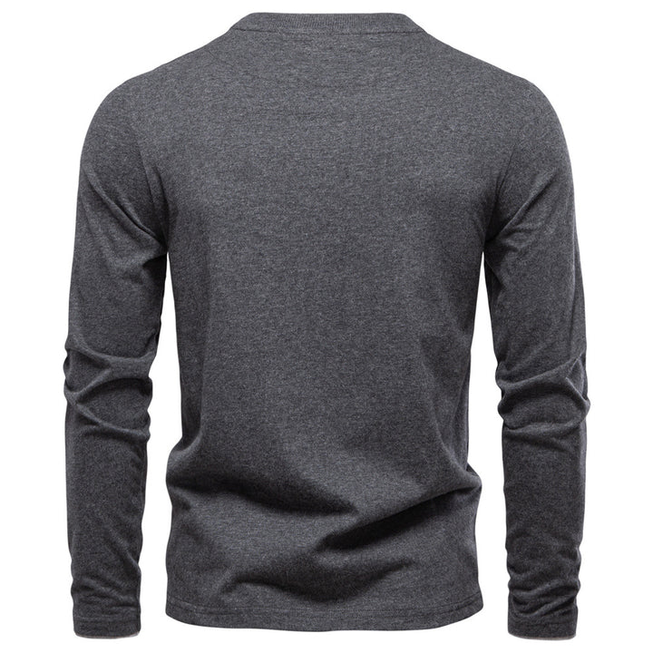 Men’s Henley-Style V-Neck Long Sleeve Cotten Shirt