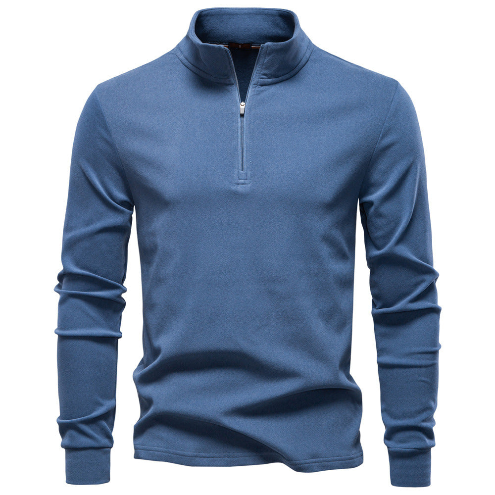 Men's Half-Zip Long-Sleeved Fleece With Vertical Collar - Ahaselected