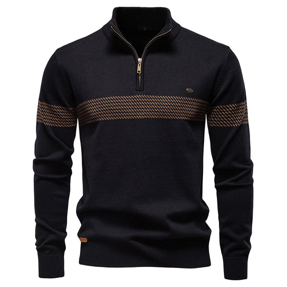 Men's Casual Half-Zip Top With Vertical Collar - Ahaselected