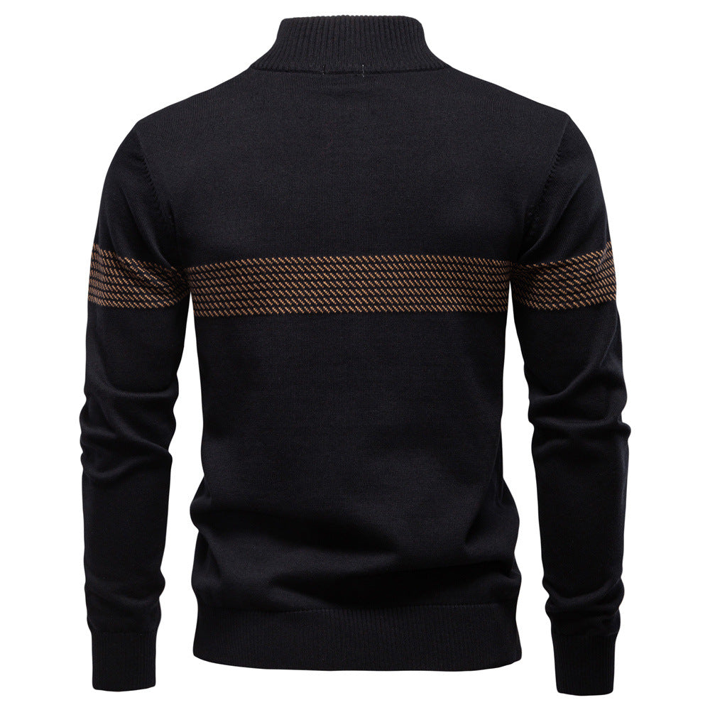 Men's Casual Half-Zip Top With Vertical Collar - Ahaselected