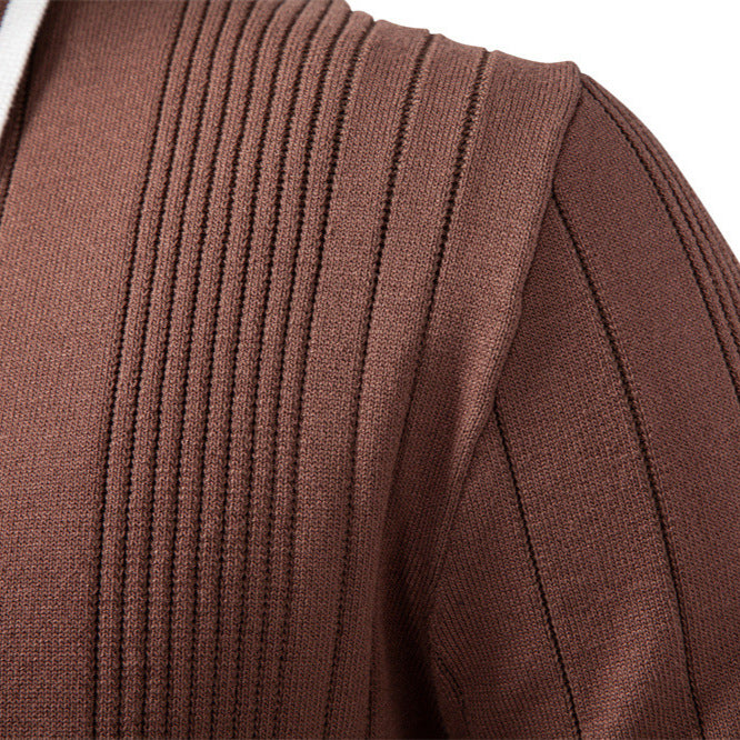Sweater Polo Half Zip Knitted Sweater Men's - Ahaselected