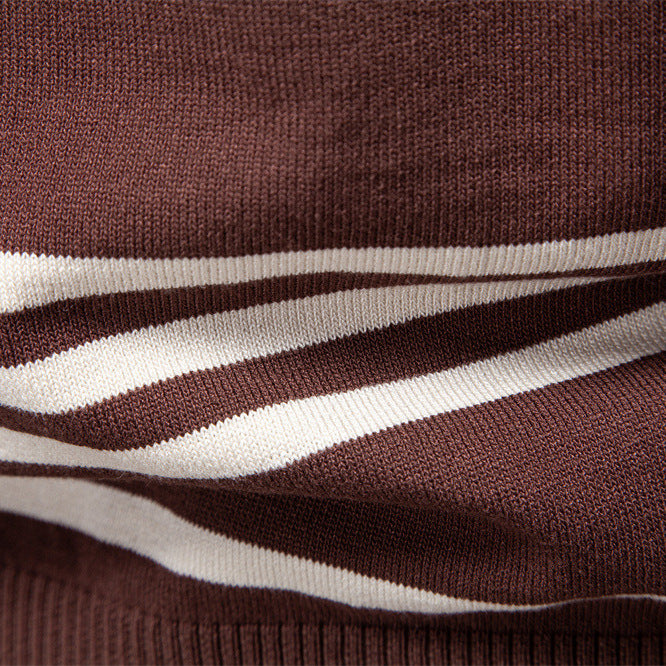 Sweater Polo Half Zip Knitted Sweater Men's - Ahaselected