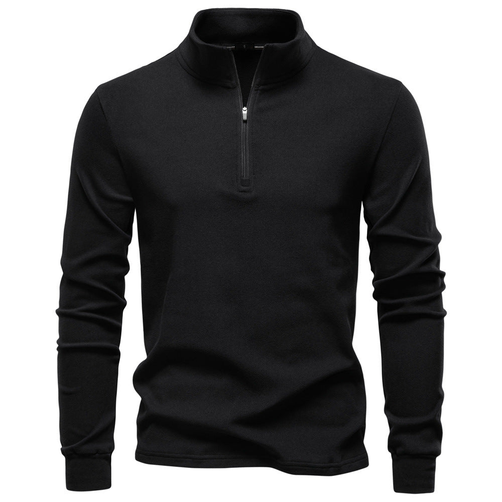 Men's Half-Zip Long-Sleeved Fleece With Vertical Collar - Ahaselected