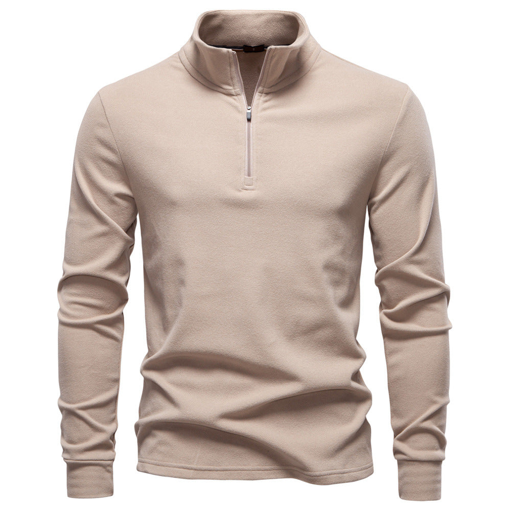 Men's Half-Zip Long-Sleeved Fleece With Vertical Collar - Ahaselected