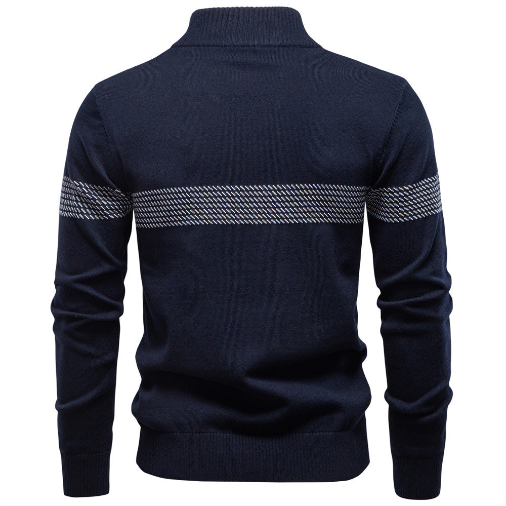 Men's Casual Half-Zip Top With Vertical Collar - Ahaselected