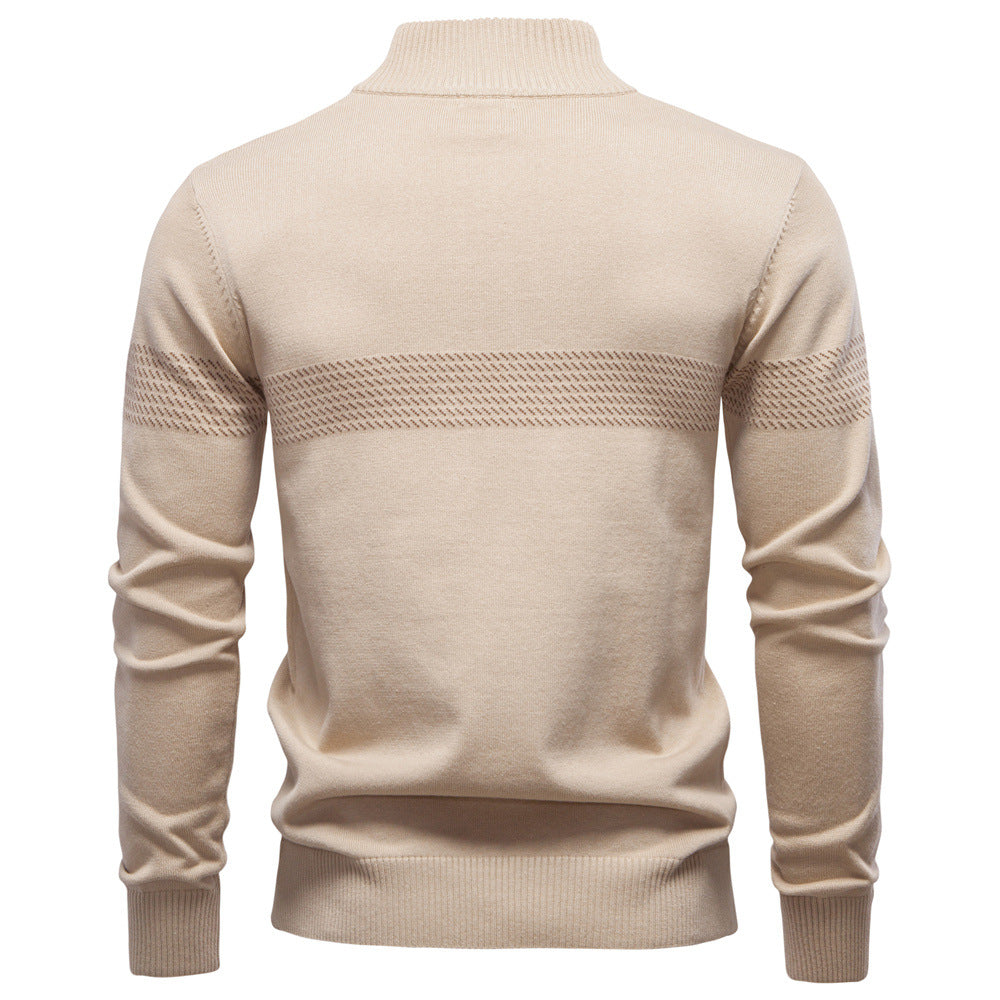 Men's Casual Half-Zip Top With Vertical Collar - Ahaselected