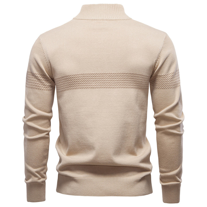 Men’s Half-Zip Striped Knit Sweater