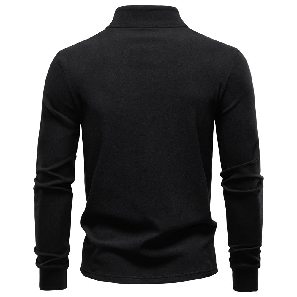 Men's Half-Zip Long-Sleeved Fleece With Vertical Collar - Ahaselected