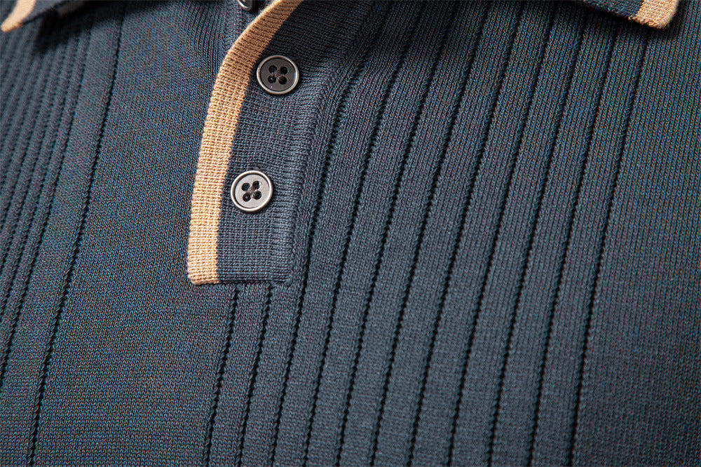 Sweater Polo Half Zip Knitted Sweater Men's - Ahaselected