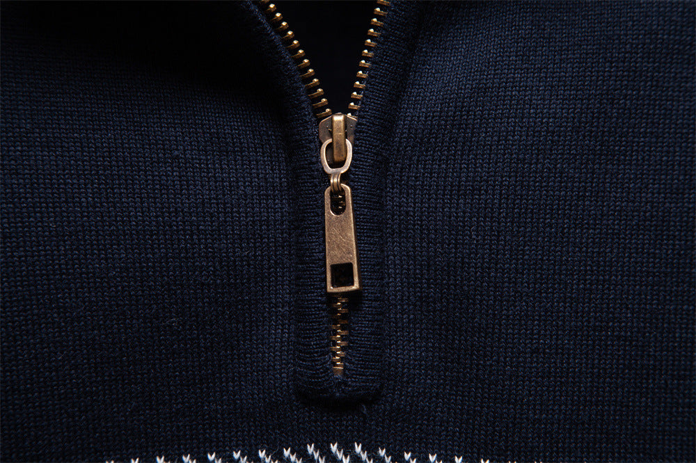 Men's Casual Half-Zip Top With Vertical Collar - Ahaselected